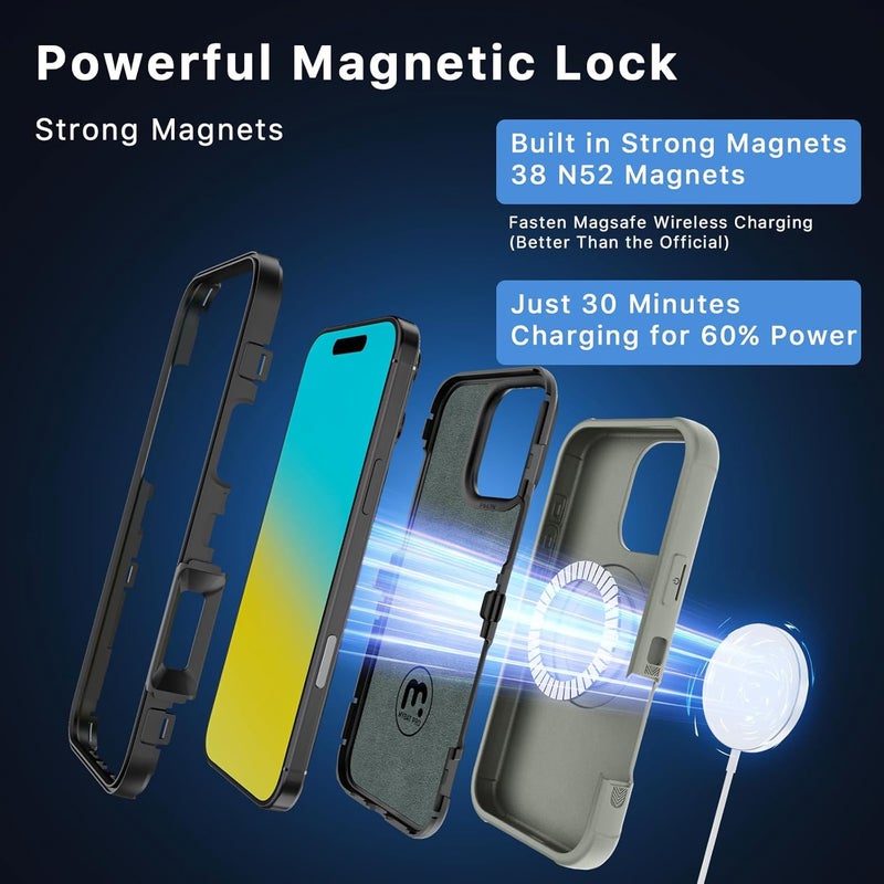 M MYBAT PRO Maverick Series for iPhone 16 Pro 6.3 Case with Belt Clip Holster,[Compatible with Magsafe] w/Screen Protector,Anti-Drop,Shockproof,with 360°Rotating Kickstand,Heavy Duty Protection - Image 3